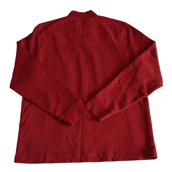 Untuckit Medium Wolfred Red Quarter Zip Elbow Patch 100% Cotton Pullover - Picture 3 of 17